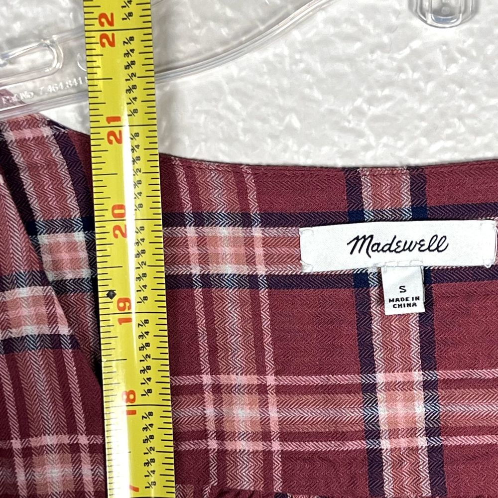 Madewell Sz S Long Sleeve V-Neck Button Down Shirt Stratfield Plaid K5787 - Picture 9 of 10